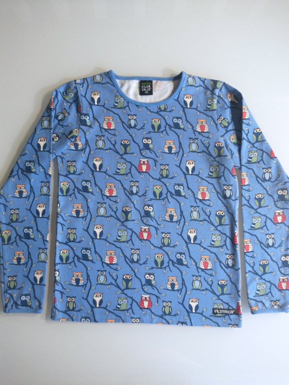 Villervalla Organic Cotton Tree Owl Long Sleeve Shirt 9-10Y 140 Blue